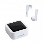 Witte Bluetooth® 5.0 oordopjes met logo weergave met jouw bedrukking