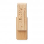 Roterende usb stick van bamboe hout met logo