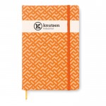 Pocket notitieboekje met lijntjes kleur oranje bedrukt