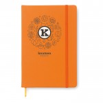 Gelinieerd notitieboekje met opdruk kleur oranje vierde weergave met logo