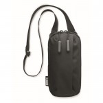 Smartphone-schoudertas van RPET-polyester met verstelbare riem kleur zwart