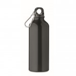 Anti-lekfles van gerecycled aluminium met karabijnhaak 500 ml kleur zwart