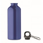 Anti-lekfles van gerecycled aluminium met karabijnhaak 500 ml kleur blauw tweede weergave