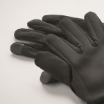 Polyester tactiele sporthandschoenen met logo voor smartphonegebruik kleur zwart foto bekijken derde weergave