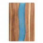 Snijplank bedrukken van acaciahout met blauw epoxyharsdetail kleur hout vijfde weergave
