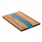Snijplank bedrukken van acaciahout met blauw epoxyharsdetail kleur hout zesde weergave