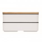 2-laags gerecyclede PP lunchbox met afscheider en bestek 2x400ml kleur wit zesde weergave
