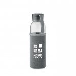 Fles met logo van gerecycled glas met deksel en anti-lekdop 500 ml weergave met bedrukking