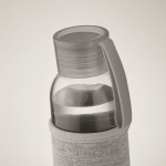 Fles met logo van gerecycled glas met deksel en anti-lekdop 500 ml kleur donkergrijs foto bekijken tweede weergave