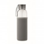 Fles met logo van gerecycled glas met deksel en anti-lekdop 500 ml kleur donkergrijs vierde weergave