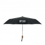 190T polykatoen winddichte opvouwbare paraplu met logo Ø99cm weergave met bedrukking