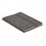 RPET vilten notitieboekje met gerecycled papier A5 gelinieerde vellen kleur donkergrijs