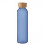 Gekleurde glazen drinkfles met logo 500 ml kristalbestendig kleur blauw