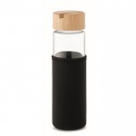 Anti-lek glazen drinkfles bedrukken met smartphonehouder 600ml kleur zwart