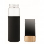 Anti-lek glazen drinkfles bedrukken met smartphonehouder 600ml kleur zwart derde weergave