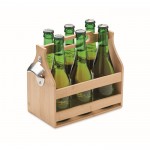 Bamboe bierkist met opener en capaciteit voor 6 flessen kleur hout tweede weergave