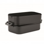 Gerecycled PP lunchbox met luchtdicht deksel 800ml kleur zwart derde weergave