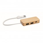 Bamboe USBhub met 3 poorten en kabel met een lengte van 20cm kleur hout