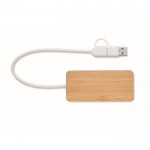Bamboe USBhub met 3 poorten en kabel met een lengte van 20cm kleur hout tweede weergave