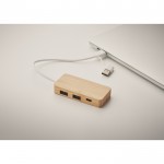Bamboe USBhub met 3 poorten en kabel met een lengte van 20cm kleur hout foto bekijken vijfde weergave