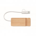Bamboe USB hub met 4 poorten en 20cm kabellengte kleur hout derde weergave