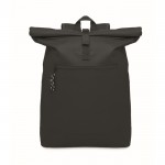 Polyester rugzak met rolsluiting voor 15'' laptop kleur zwart