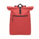 Polyester rugzak met rolsluiting voor 15'' laptop kleur rood