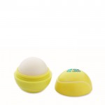 Tennisbalvormige ABS-lippenbalsem met vanillesmaak SPF10 weergave met bedrukking