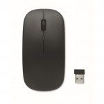 Draadloze ABS-muis met oplaadbare USB-batterij en kabel kleur zwart vierde weergave