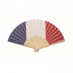 Bamboe waaier met design van verschillende Europese vlaggen kleur koningsblauw