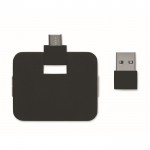 USB-hub met 4 poorten met USB en type A- en type C-uitgangen kleur zwart tweede weergave