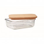 Lunchbox van borosilicaatglas met kurkdeksel 830 ml kleur doorzichtig tweede weergave
