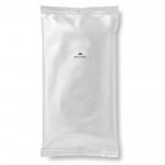 Verpakking met 10 natte reinigingsdoekjes in een zakje kleur wit
