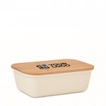 Lunchbox van PP kunststof met bamboe deksel weergave met jouw bedrukking