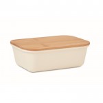 Lunchbox van PP kunststof met bamboe deksel kleur beige