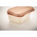 Lunchbox van PP kunststof met bamboe deksel kleur beige fotografie weergave