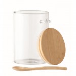 Borosilicaatglas voorraadpot met hout details kleur doorzichtig tweede weergave