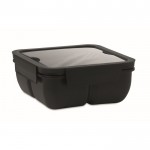 PP kunststof lunchbox met 2 compartimenten kleur zwart eerste weergave