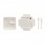 PP kunststof lunchbox met 2 compartimenten kleur wit derde weergave