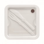PP kunststof lunchbox met 2 compartimenten kleur wit vierde weergave