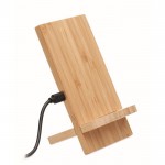 Draadloze bamboe oplader/ telefoonstandaard kleur hout