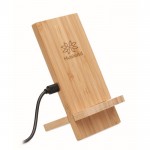 Draadloze bamboe oplader/ telefoonstandaard kleur hout hoofdweergave