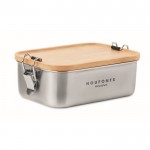 RVS lunchbox met bamboe deksel (750 ml) kleur hout hoofdweergave