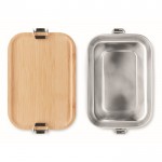 RVS lunchbox met bamboe deksel (750 ml) kleur hout derde weergave