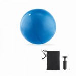 Opblaasbare bal met logo voor yoga of pilates kleur blauw
