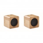 2 bamboe speakers bedrukt met logo kleur hout