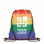 Regenboog touwtjes rugtas met logo  weergave met jouw bedrukking
