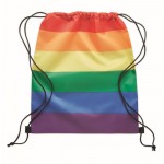 Regenboog touwtjes rugtas met logo kleur meerkleurig tweede weergave