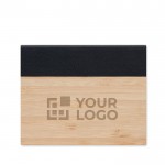 Bamboe notitieblok met logo en sticky notes weergave met jouw bedrukking