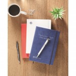 A5 notitieboek met gestreept gerecycled papier kleur blauw luxe hoofdweergave